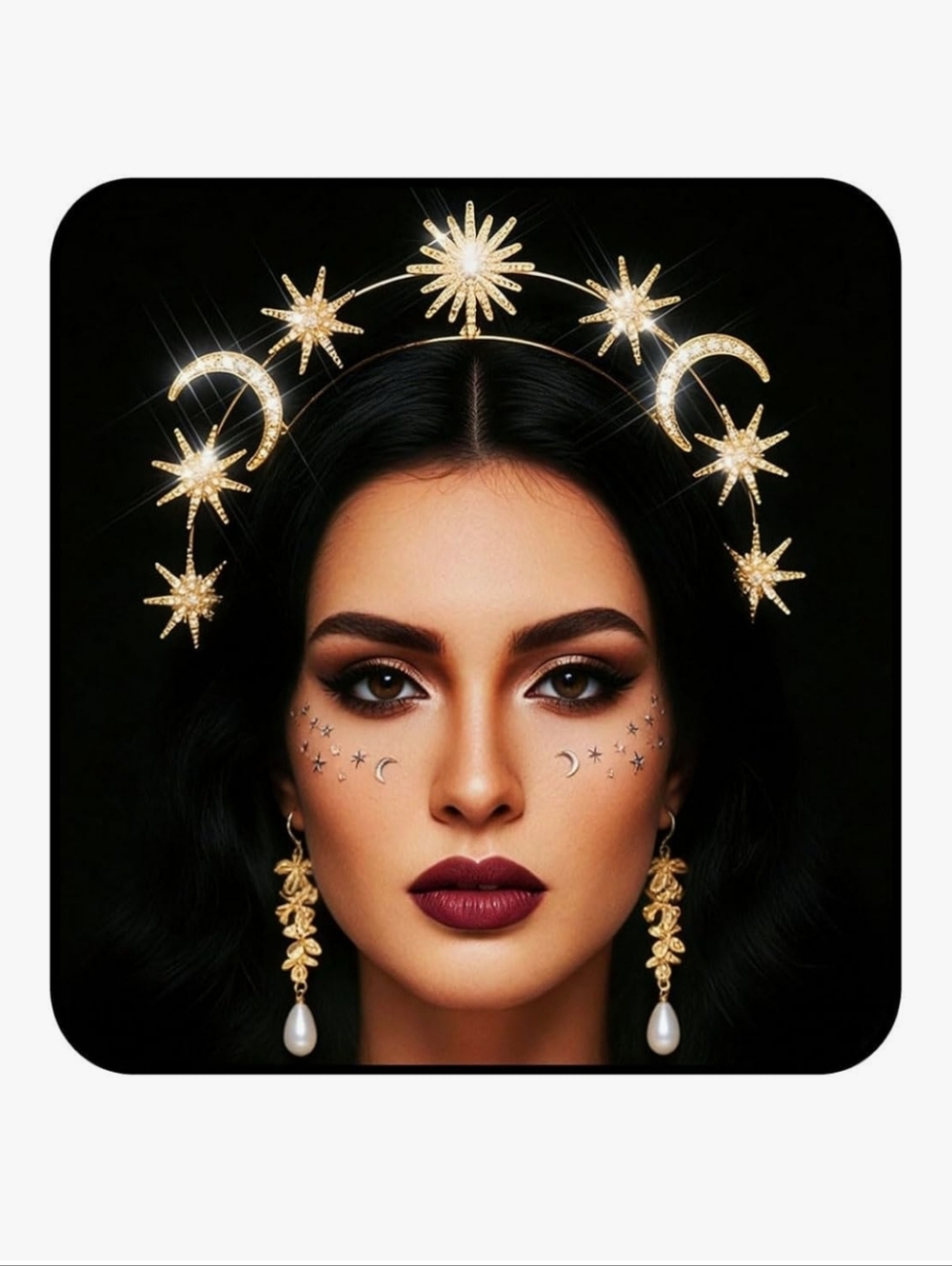 Gold Celestial Headband Halo - Women Hair Accessory And Earrings